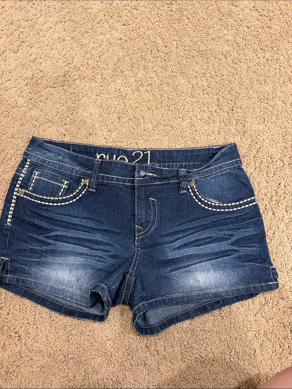 Rue21 Dark Blue Denim Jean Shorts with Rhinestone Trim